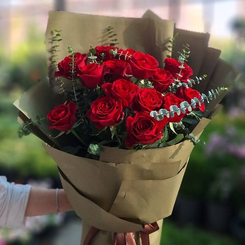 دسته گل ده شاخه رز قرمز | دکان گل هامون